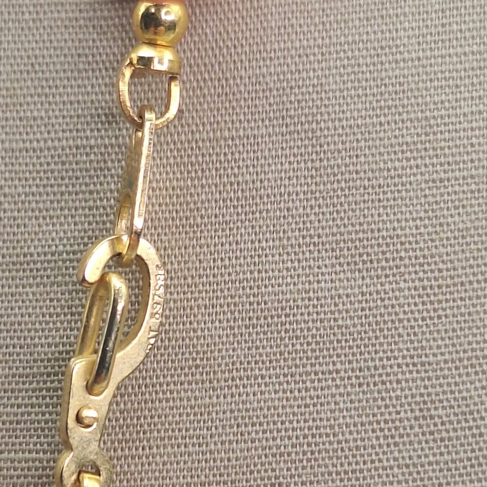 Vintage Pink And Gold Acrylic Graduated Beaded Necklace 22" Marked Pat - Picture 4 of 5